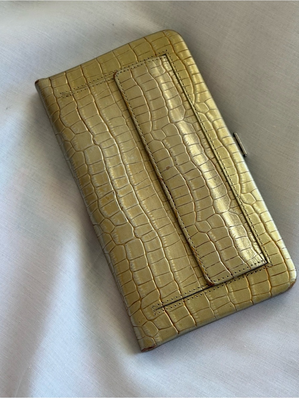 Lodis Gold Croc-Embossed Wallet